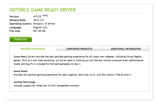 Atualizações de driver da NVIDIA