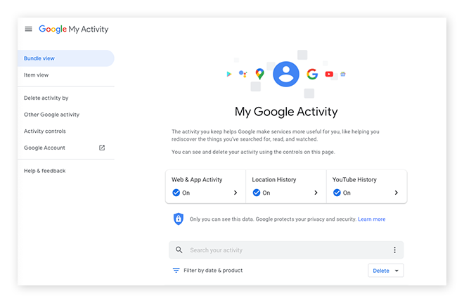 La página Mi Actividad en Google permite controlar y eliminar los datos.