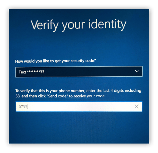 Verifying the users identity