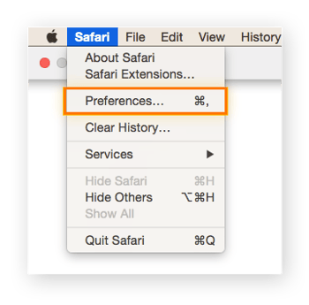 Abrir as preferências na guia do Safari no Safari