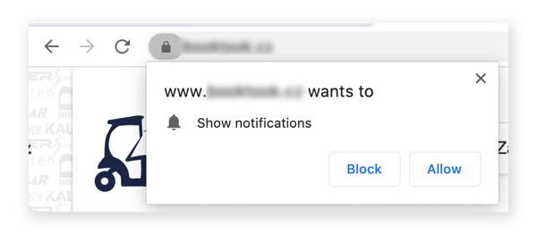 Ein Beispiel für eine Webseite, die die Berechtigung anfordert, Benachrichtigungen in Google Chrome an Sie zu senden.