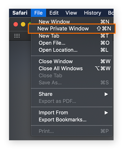 Abrir una ventana de navegación privada en Safari para macOS