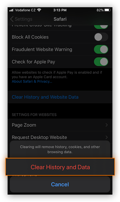 Suppression de l’historique et des données dans Safari pour iOS