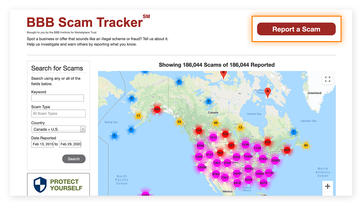 You can report a scam using the BBB Scam Tracker