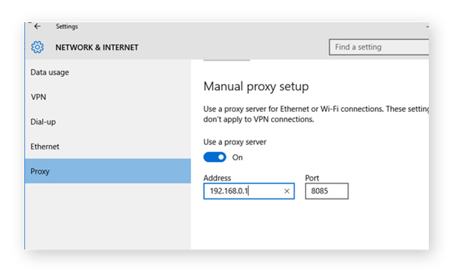 Set Edge proxy server settings.