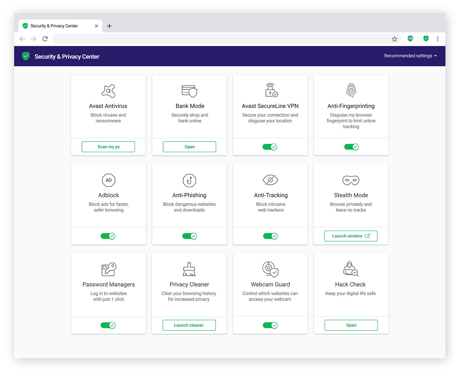 AvastSecureBrowser propose des dizaines de fonctionnalités de confidentialité et de sécurité intégrées.