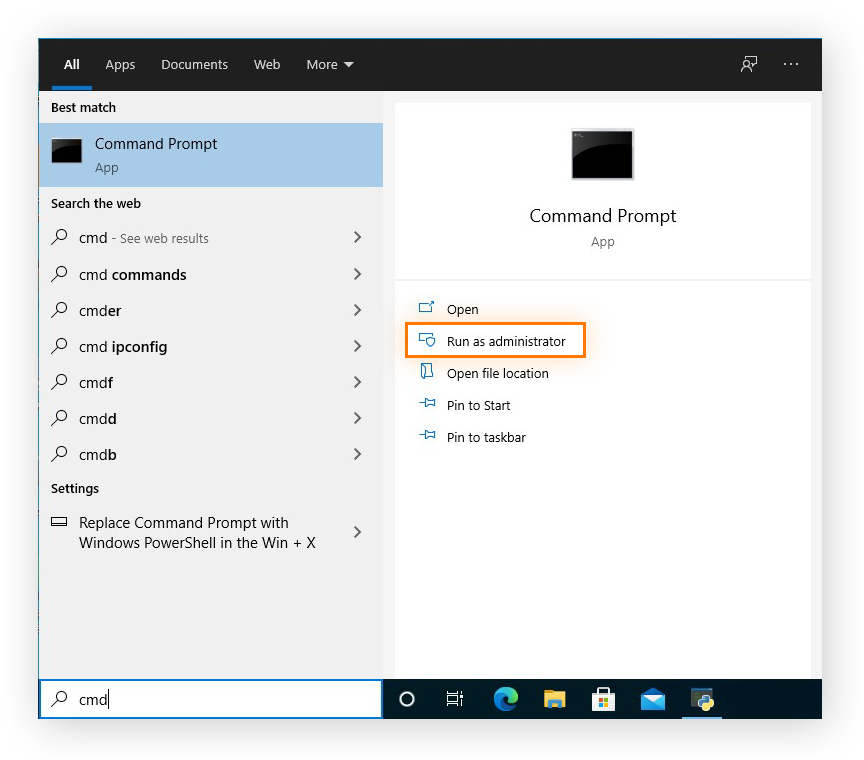 Ejecutar Símbolo del sistema como administrador en Windows 10